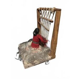 Vintage Handcrafted Doll Weaving on Loom